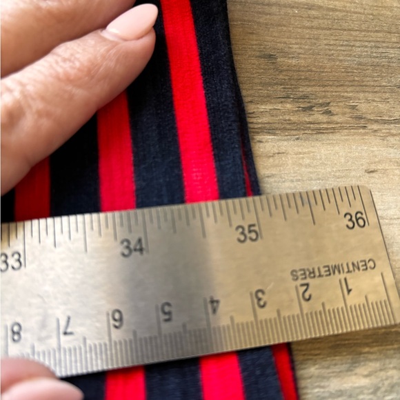 J. Crew Women's Red Fiery Sunset Blue Striped Shirt Short Sleeve Stretchy Dress - Picture 9 of 10